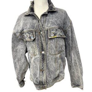 Vintage Retro Jordache Denim Jacket Embellished W/Rhinestones & Button Accents M